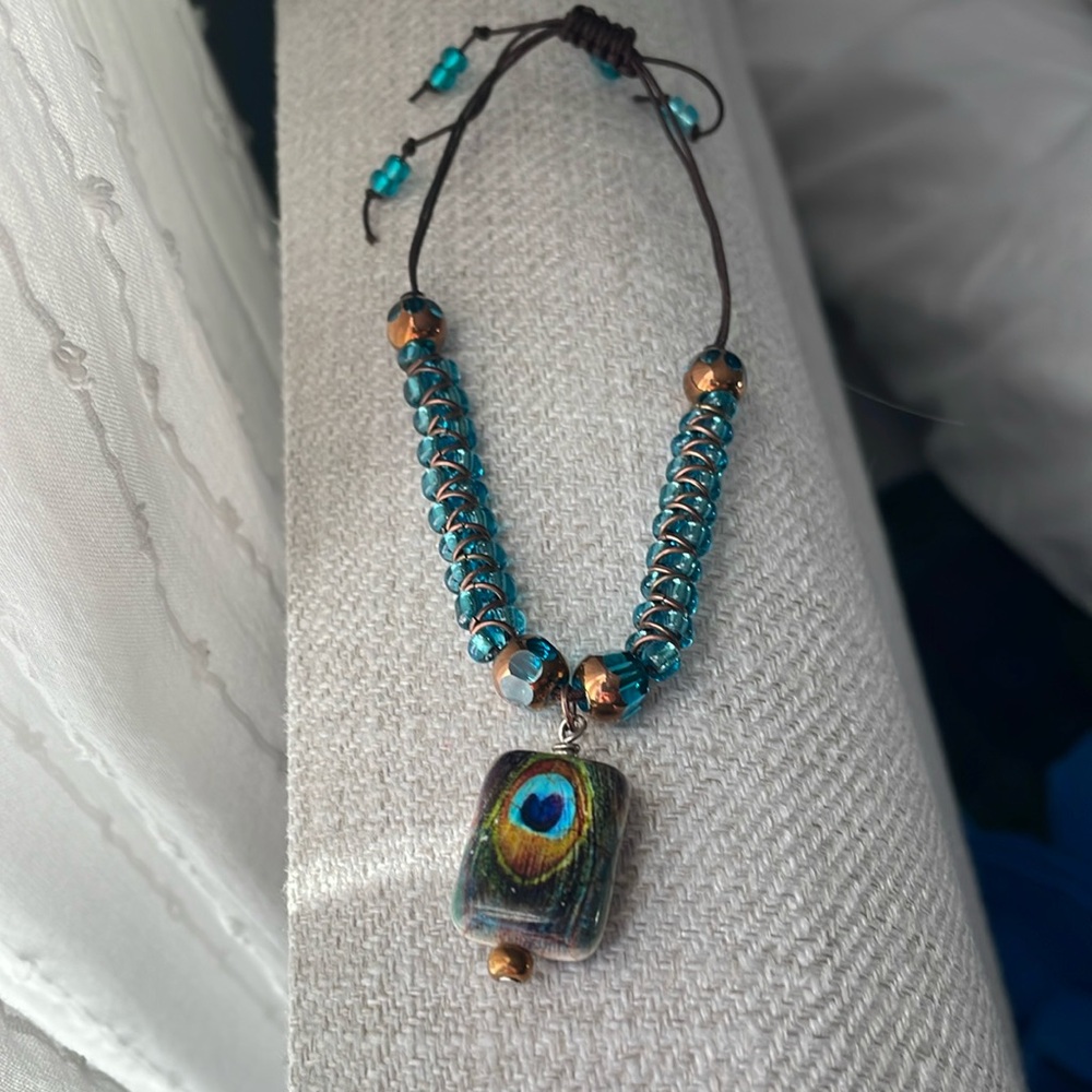 Turquoise peacock goddess bracelet
